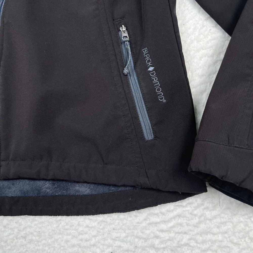 Black Diamond Softshell Jacket‎ Womens Small Black Hooded Fleece Lined Full Zip - Picture 2 of 15